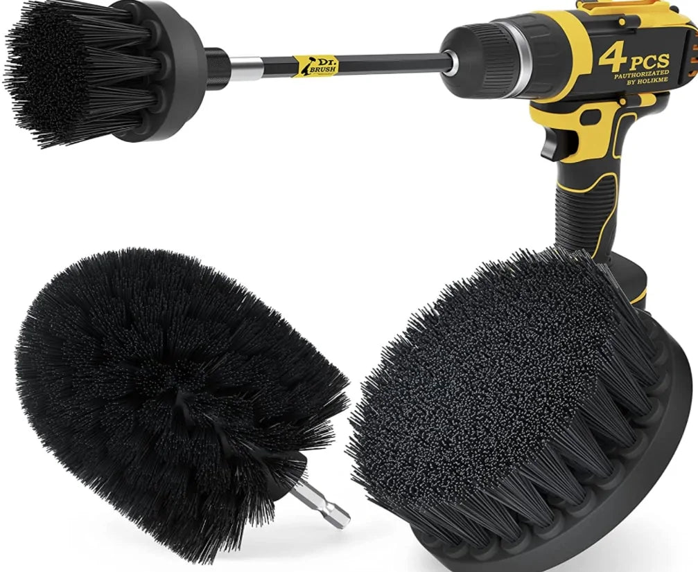 Scrub Cleaning Drill Brush Black Set