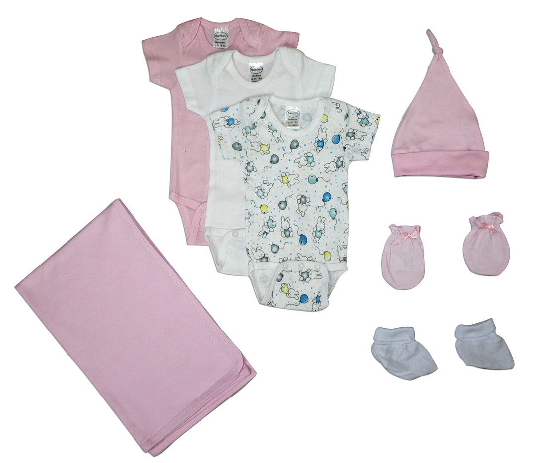 Newborn Baby Girls 7 Pc Layette Baby Shower Gift Set
