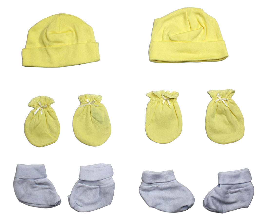 Neutral Cap, Booties and Mittens 6 Piece Layette Set
