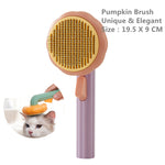 Load image into Gallery viewer, Pumpkin Pet Brush, Self Cleaning Slicker Brush