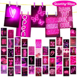 Load image into Gallery viewer, 50Pcs Pink Neon Aesthetic Wall Collage Kit
