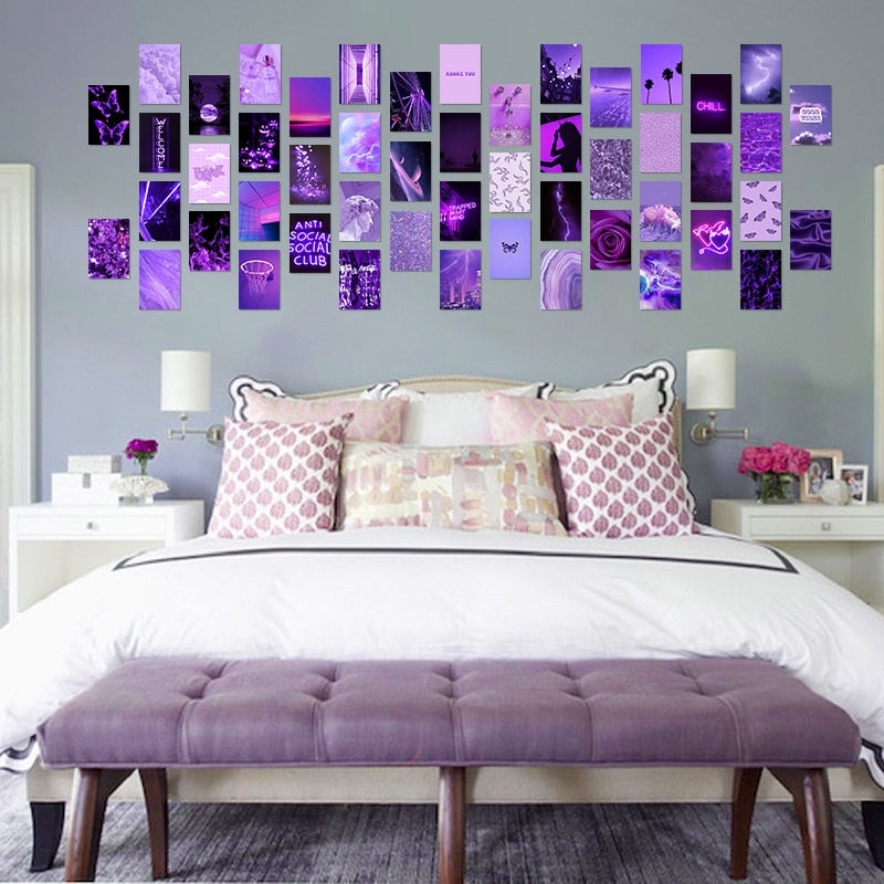 50Pcs Purple Aesthetic Picture for Wall Collage Set